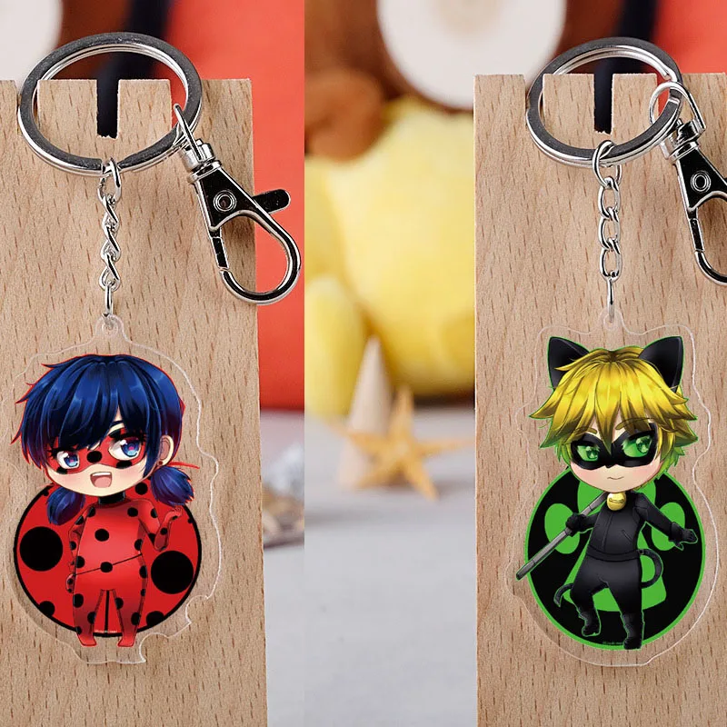 

Anime Miraculous Ladybug Keychain Cartoon Ladybug Acrylic Pendant Key Ring
