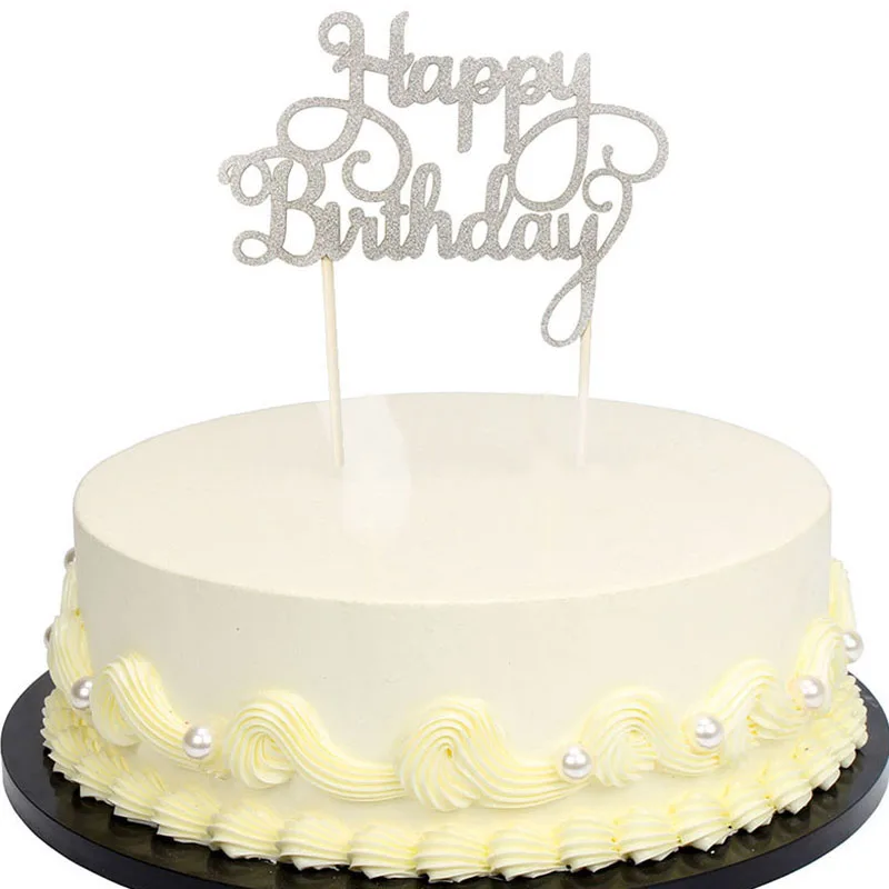 6 шт. блестящая бумага один торт Топпер пирожное для дня рождения топперы товары для украшения торта для маленьких девочек и мальчиков 1-й День рождения украшения - Цвет: 1pcs birthday silver