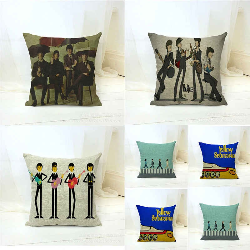 

Rock Band Printed Musical Instruments Cushion Cover 45*45cm Square Throw Pillow Covers Character Pillowcases Cushions Home Decor