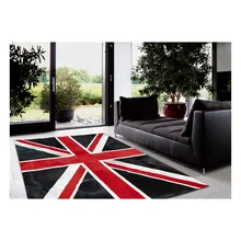 Современный ковер пэтчворк из воловьей кожи RF-B07 спортивный флаг Юнион Джек в красочном дизайне красный/черный/серый