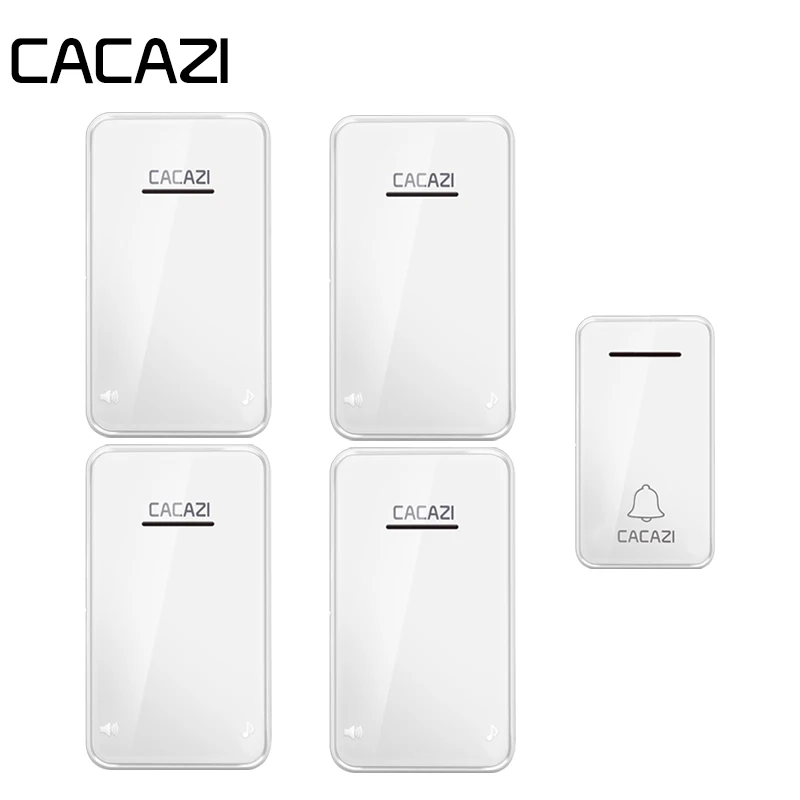 

CACAZI Waterproof Home Wireless Doorbell 200M Remote New Self-powered LED Light Smart No Battery Calling Bell 6 Volume 48 Chime
