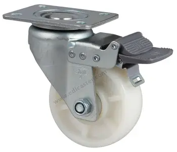 

1PC EDL Heavy Duty 4 Inch Casters Wheels 250Kg Nylon Wheels Castors Plate Double Bearing Plastic Brake Industrial for trolley