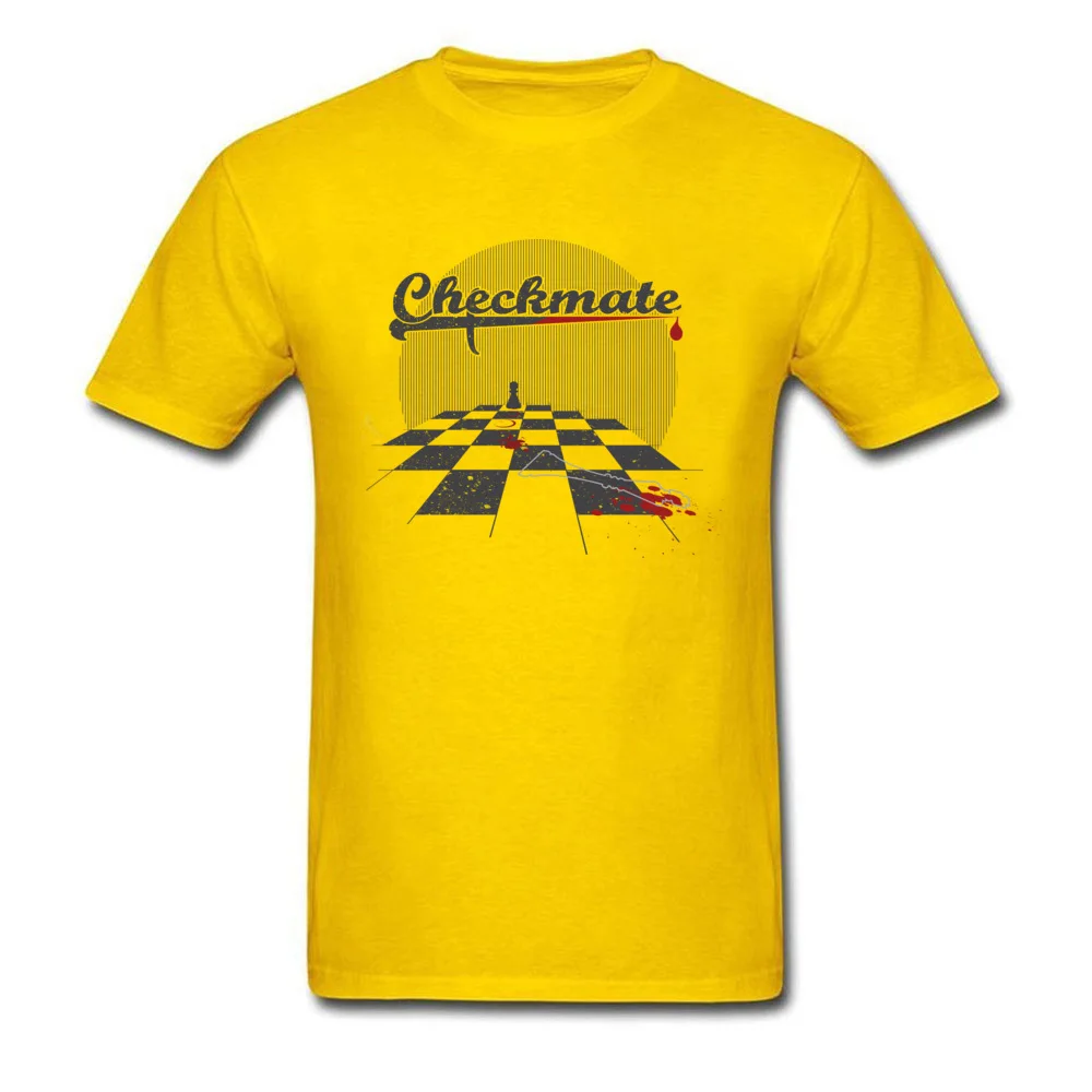 Checkmate Round Neck T-Shirt NEW YEAR DAY Tops Shirt Short Sleeve Graphic Cotton Design Sweatshirts Design Young Checkmate yellow