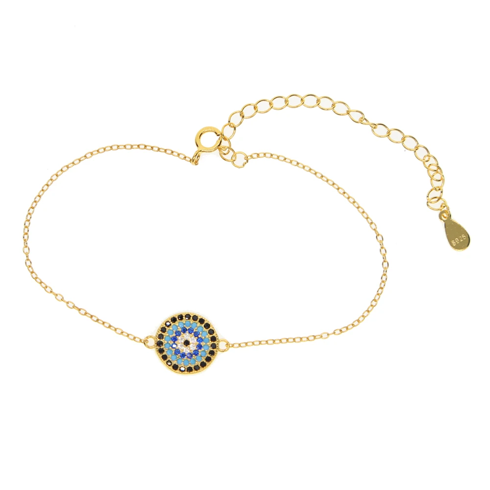

2019 Time-limited 925 Sterling Silver Plant New Simple Designer Turkish Evil Eye Bracelets Pave Cz Eyes Chain Fashion For Womens
