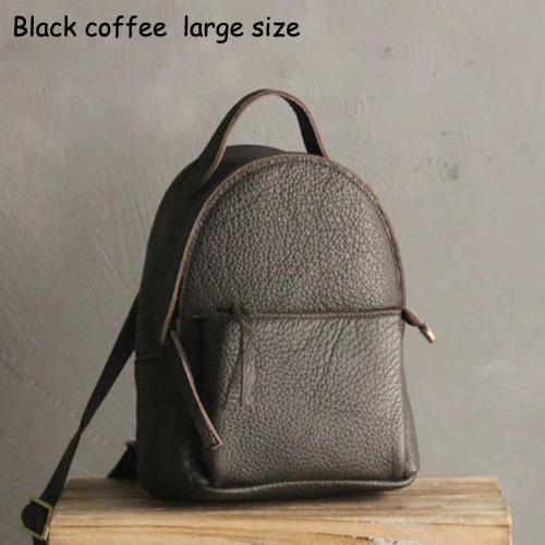 GUMST,, натуральная кожа, маленький женский рюкзак, высокое качество, коровья кожа, для девушек, Мини, школьная сумка, сумка через плечо - Цвет: Black Coffee (Large)