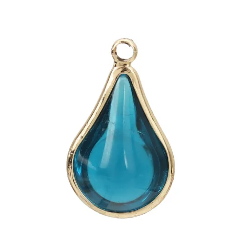 1 DoreenBeads модные медные и стеклянные подвески, Золотой Павлин, синие разноцветные шармы 18 мм x 10 мм(6/" x 3/8")-17 мм x 10 мм, 5 шт - Окраска металла: 1