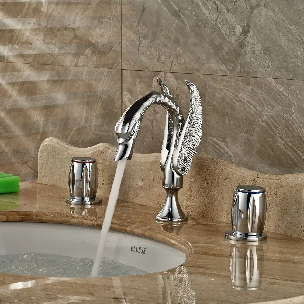 Basin Faucet Bathroom 3 pcs Tub Faucet Chrome Brass Vessel Face Sink Mixer Tapin Basin Faucets