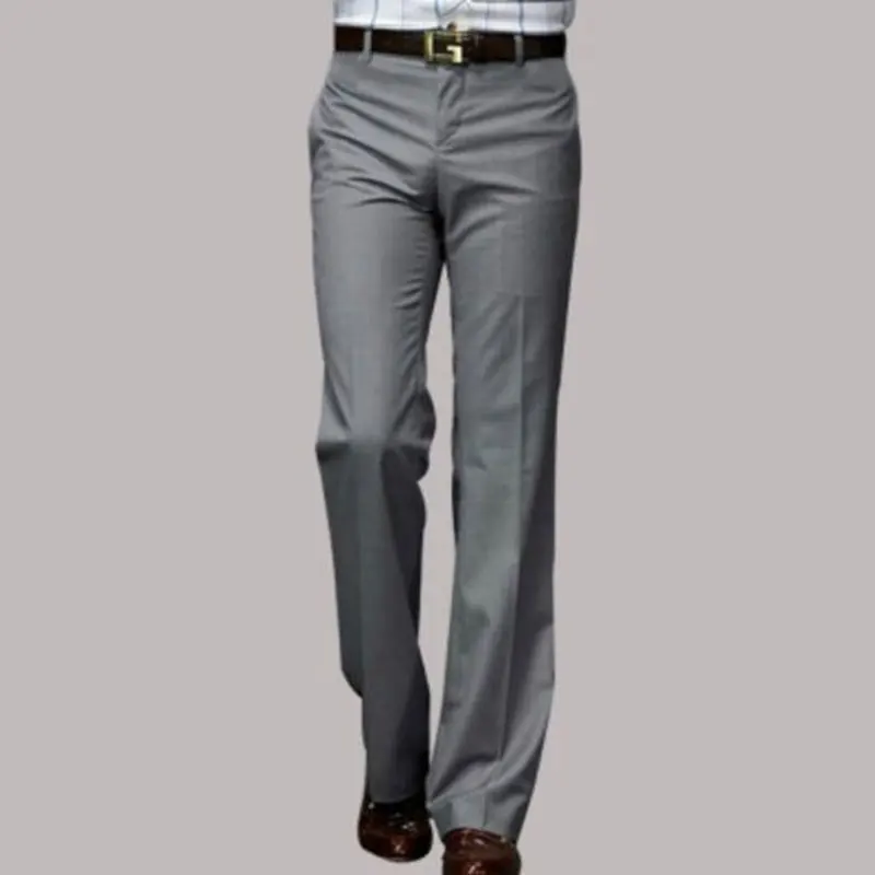 Новинка, расклешенные брюки, мужские летние прямые брюки, британский стиль, свободные брюки, темно-серый/черный/винно-красный цвет - Цвет: Gray