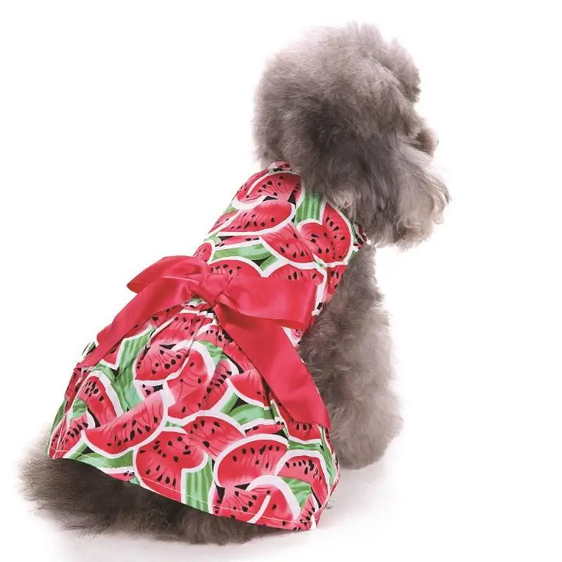 Летняя одежда принцессы для собак с рисунком арбуза милая собака породы чихуахуа свадебное платье юбка одежда для щенка одежда