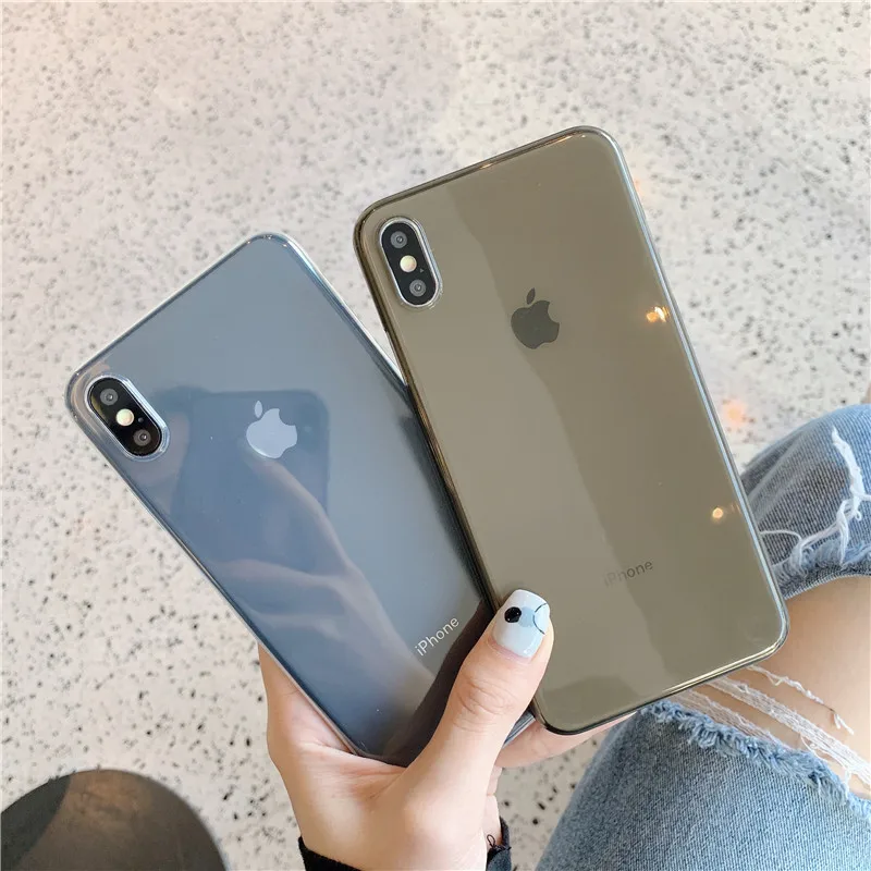 DECOCASE Brief Plain Black Clear Ultra-thin Silicone Shockproof Phone Case for iPhone 6 6s 7 8 Plus X XR XS Max Cover Accessory |