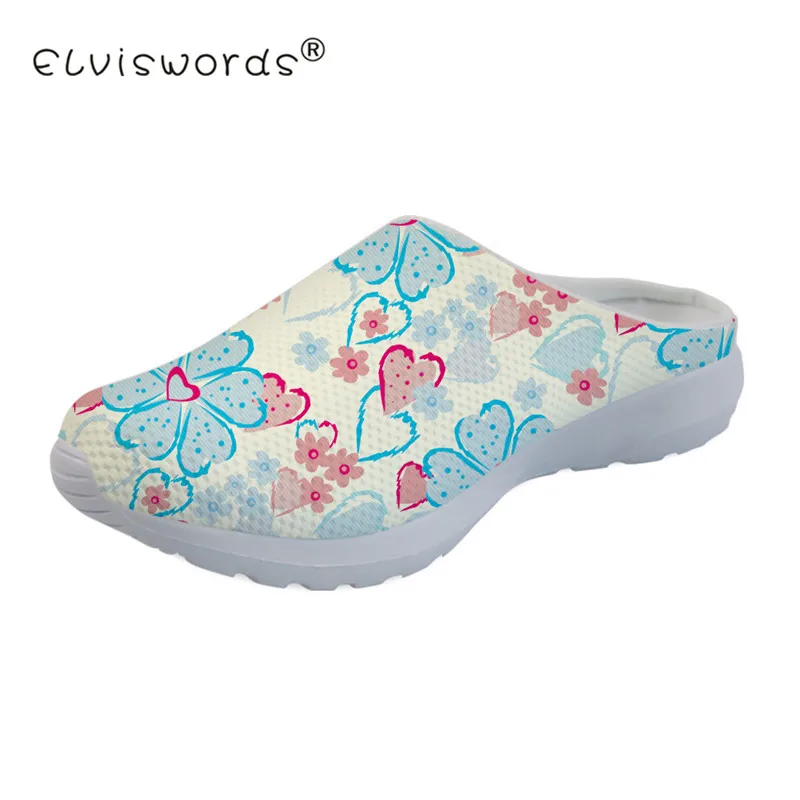 

ELVISWORDS Flowers 3D Printing Women's Beach Sandals Breathable Mesh Slippers Female Lightweight Casual Shoes zapatos de mujer