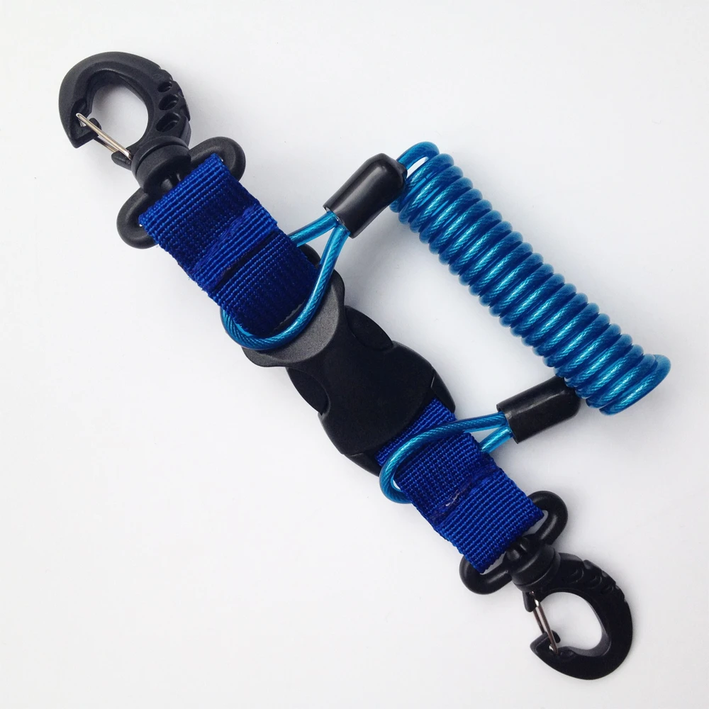 Scuba Diving Lanyard Stainless Steel Coil Lanyard with Buckles for