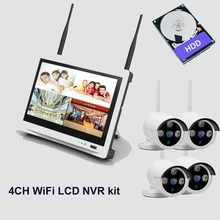 4ch Открытый День Ночь безопасности ip камера системы 2MP 1080P WiFi Беспроводной NVR комплект с 12,5 дюймов ЖК-экран наблюдения DVR комплект