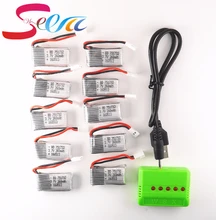 10 unids 3.7 v 260 mah lipo batería con cargador x5 5en1 verde para eachine jjrc h8 h8 mini rc quadcopter drone partes