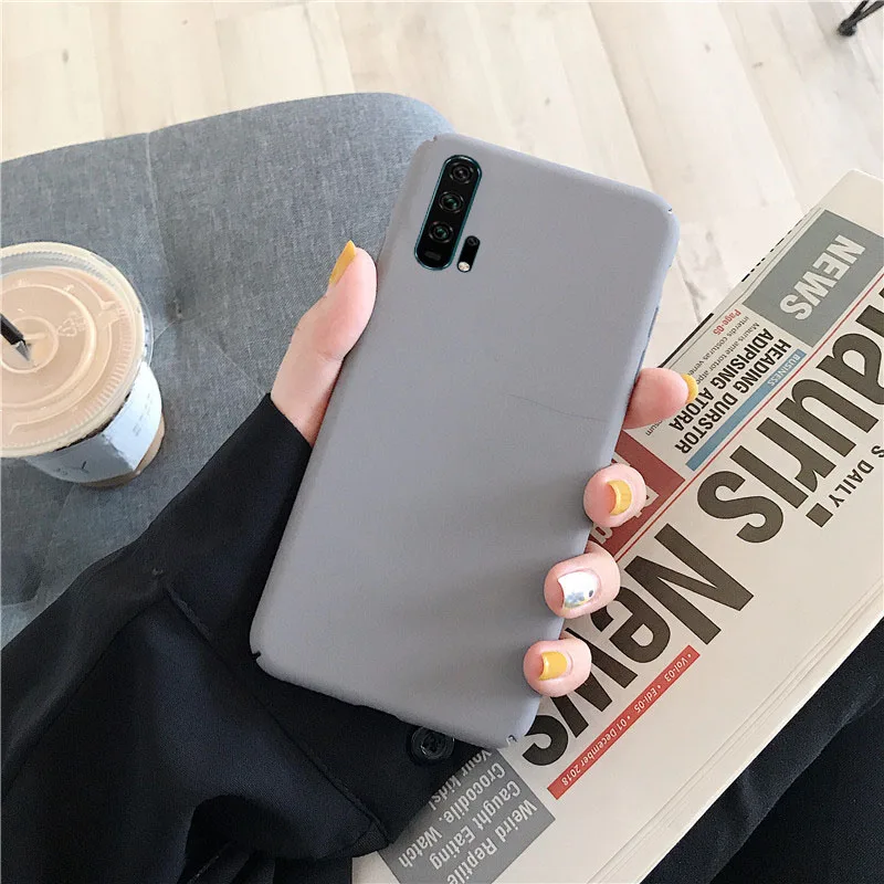 Simple Matte Solid Color Hard Cases for Huawei Honor 5A 5C 5X 6A 6X 7X 8 9 Lite 9i Note 10 Play 8X Max 5C 8A V20 PC Protect Case - Цвет: Серый