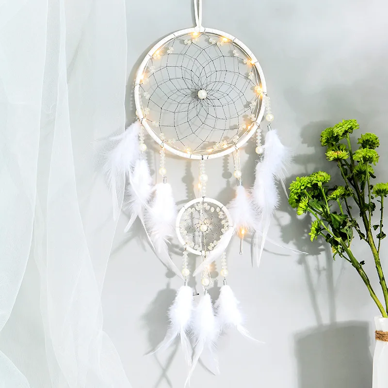 

Handicraft ornament white large two ring wind bell pendant creative birthday gift home ornament wedding decoration