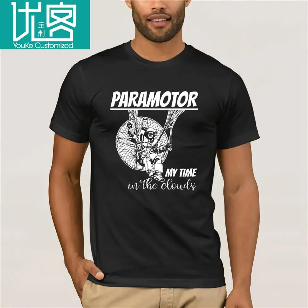 Funny Paramotor Shirt Powered Paraglider T-Shirt Gift New Spring High-Elastic Cotton Brand Clothing Customized T-shirt | Мужская одежда