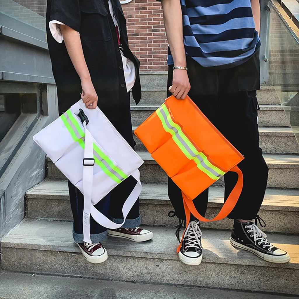 

2019 new Fashion Neutral multi-function Versatile Shoulder Slung Bag Personality Reflective bag Large Pocket Casual Tote #0619