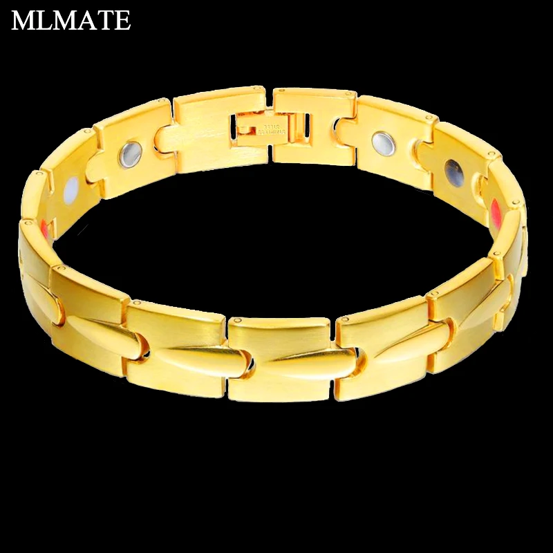 

Gold Color Stainless Steel Health Magnetic Bracelets for Women Men Magnetic Therapy Bracelets for Arthritis Wristband Adjustable