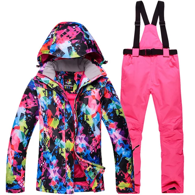 30C  Ski Jacket And Pants Woman Winter Waterproof Windproof Snowboard Skiing Suit Outdoor Sports Snow Wear Set