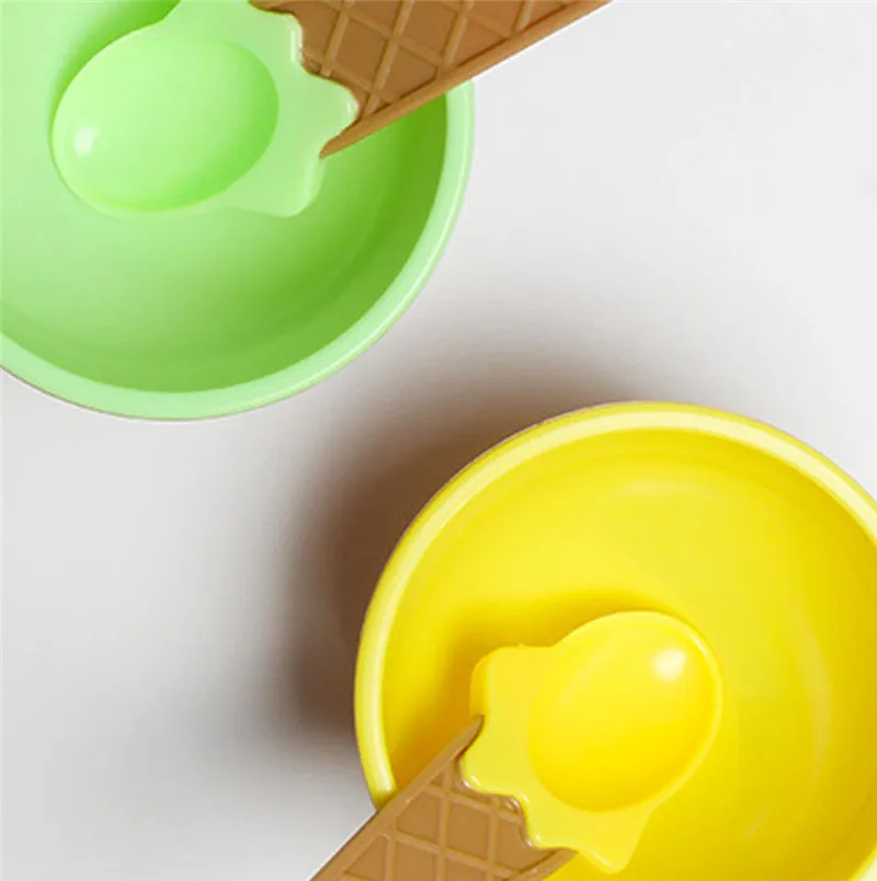 1PC kids ice cream bowls ice cream cup Couples bowl gifts Dessert container holder with spoon Best children gift supply on sale