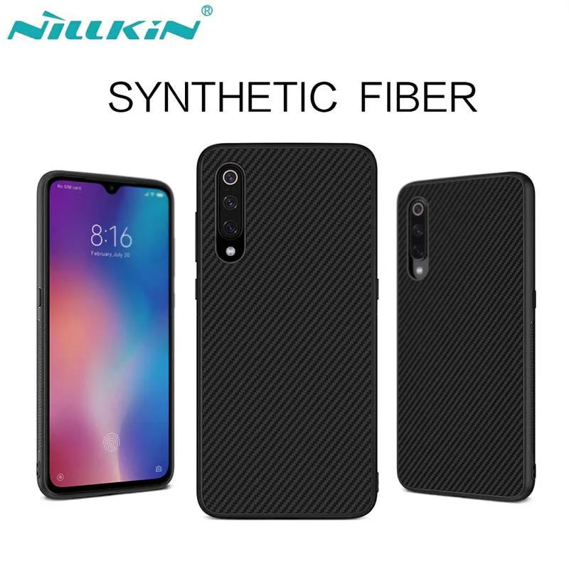 

For Xiaomi Mi 9 Case 6.39" Nillkin Synthetic Fiber Carbon PP Plastic Back Cover for Xiaomi Mi9 Mi 9 Ultra Thin Slim Case Capa