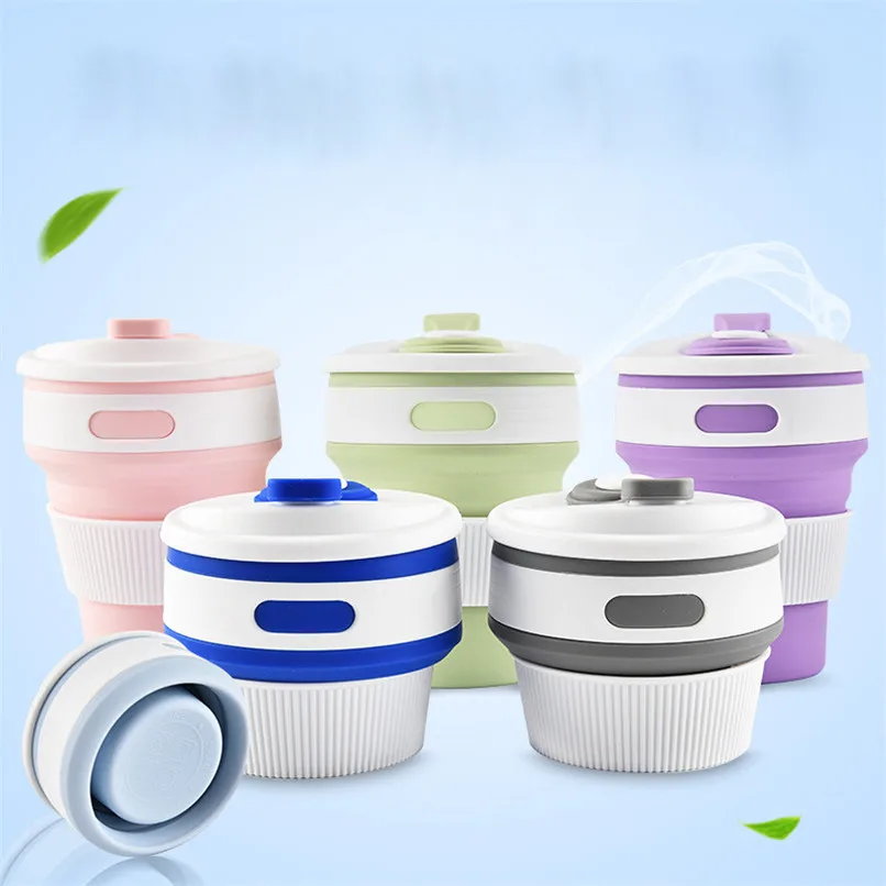 

Portable 350ml Water Cup Foldable Silicone Coffee Mug Leak-proof Sport Bottle Tour Climb Running Kitchen Supplies Water Bottle