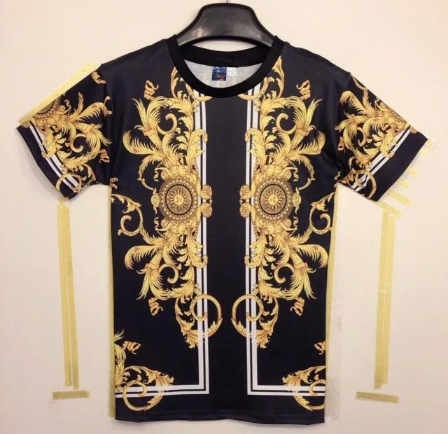 2019 New Baroque T-shirt Men Women Unisex Fashion Cotton 3d Tshirt Print Golden Flowers Chinese Dragon Summer style Tops Tees (14)