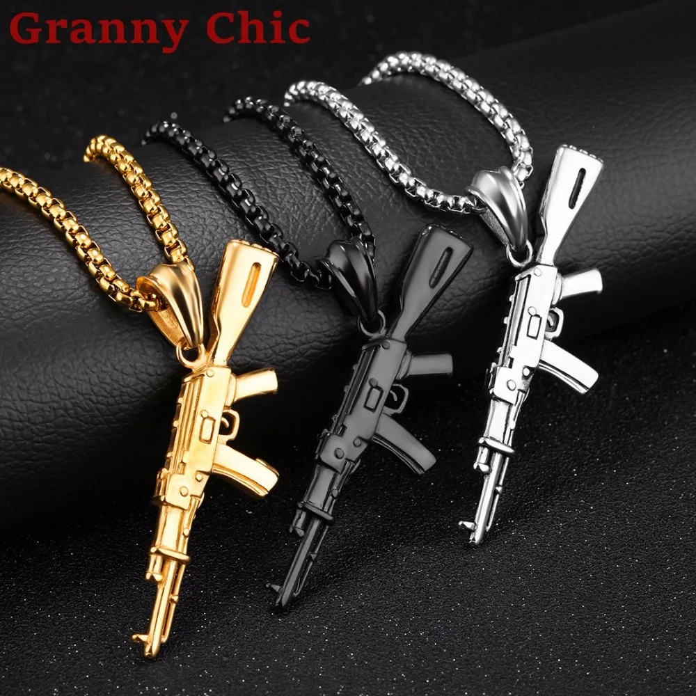 Granny Chic New Design AK47 Silver Gold Black Machine Gun Stainless