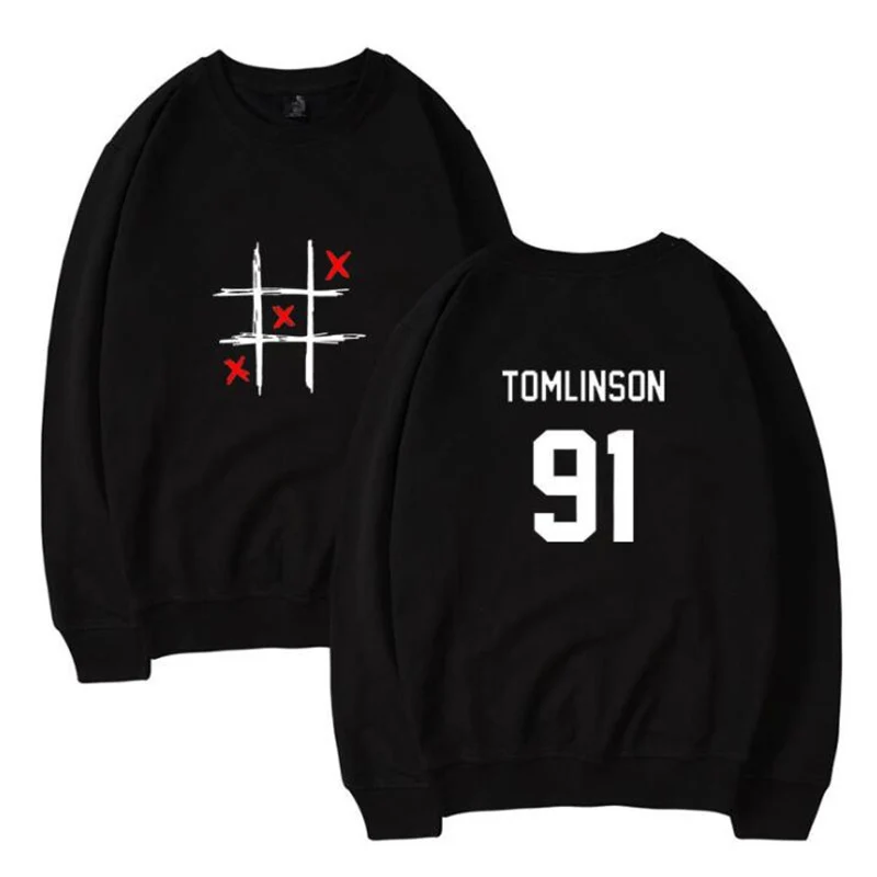One Direction 1D Louis Tomlinson 91 Women/Men Hoodie Sweatshirt Letter printed O Neck Long Sleeve Pullover Tops Sudaderas Mujer