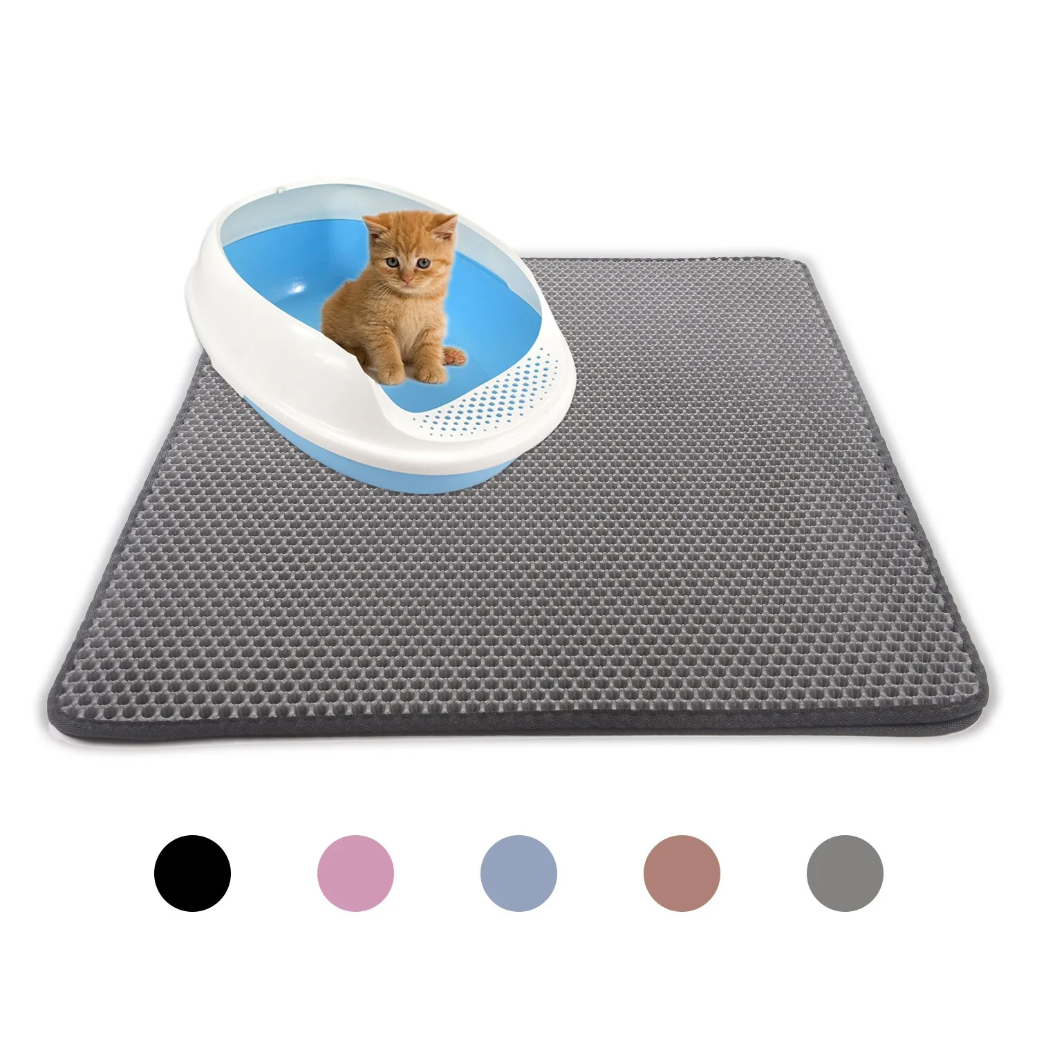Коврик для кошачьего туалета, водонепроницаемый коврик для кошачьего туалета, двойной слой, EVA, переносная легкая Подушка, черный, серый, S-L - Цвет: grey