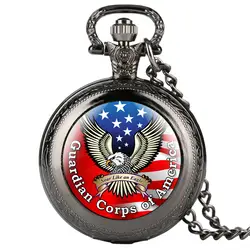 Классические винтажные кварцевые карманные часы ретро для женщин и мужчин Американский флаг морской орел узор светящееся ожерелье