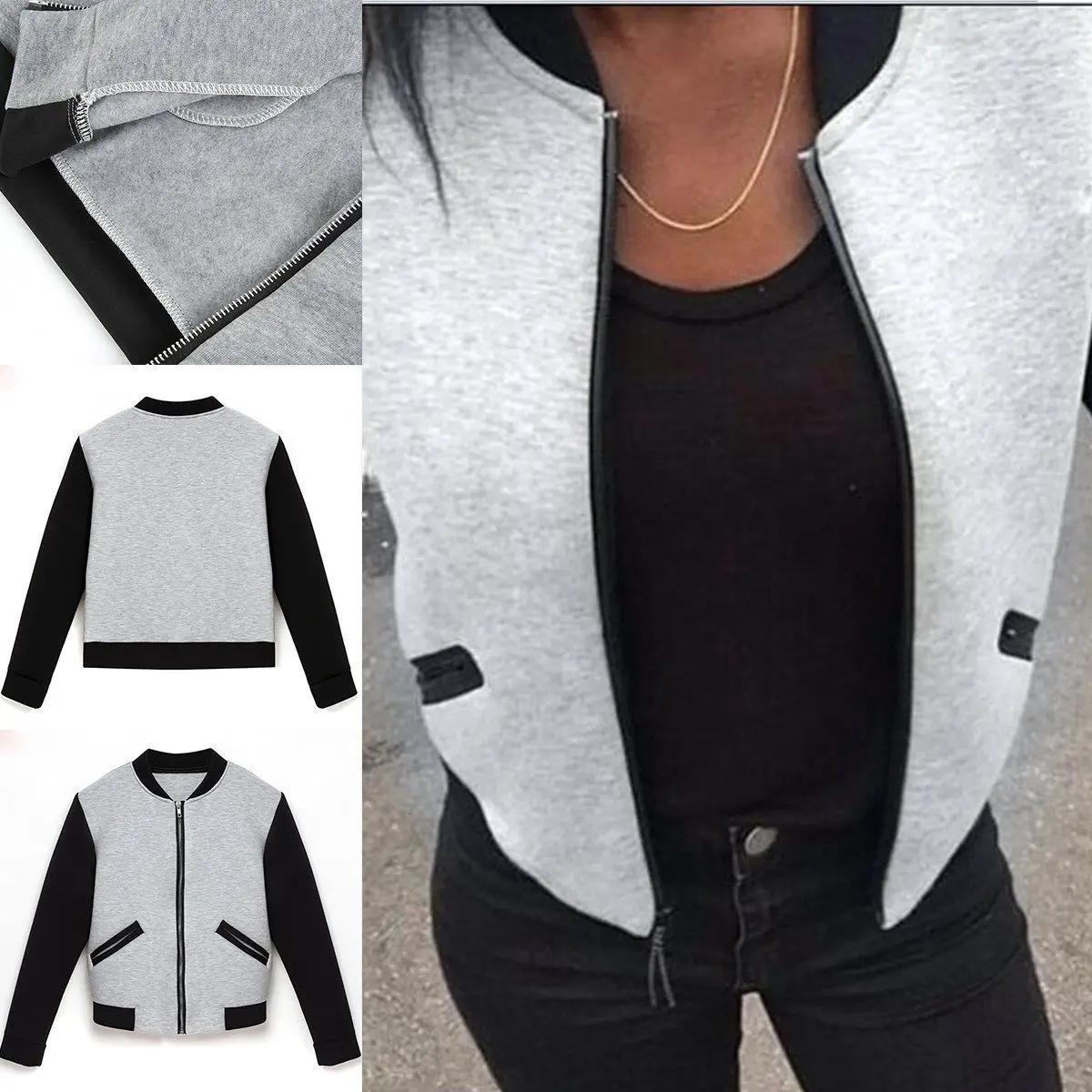 Puseky 2018 حار بيع الأزياء النسائية منفذها سترة خمر زمم السائق أنيق مبطن سستة معطف بلوزة الخريف الشتاء معاطف Puseky 2018 حار بيع الأزياء النسائية منفذها سترة خمر زمم السائق أنيق مبطن سستة معطف بلوزة الخريف الشتاء معاطف