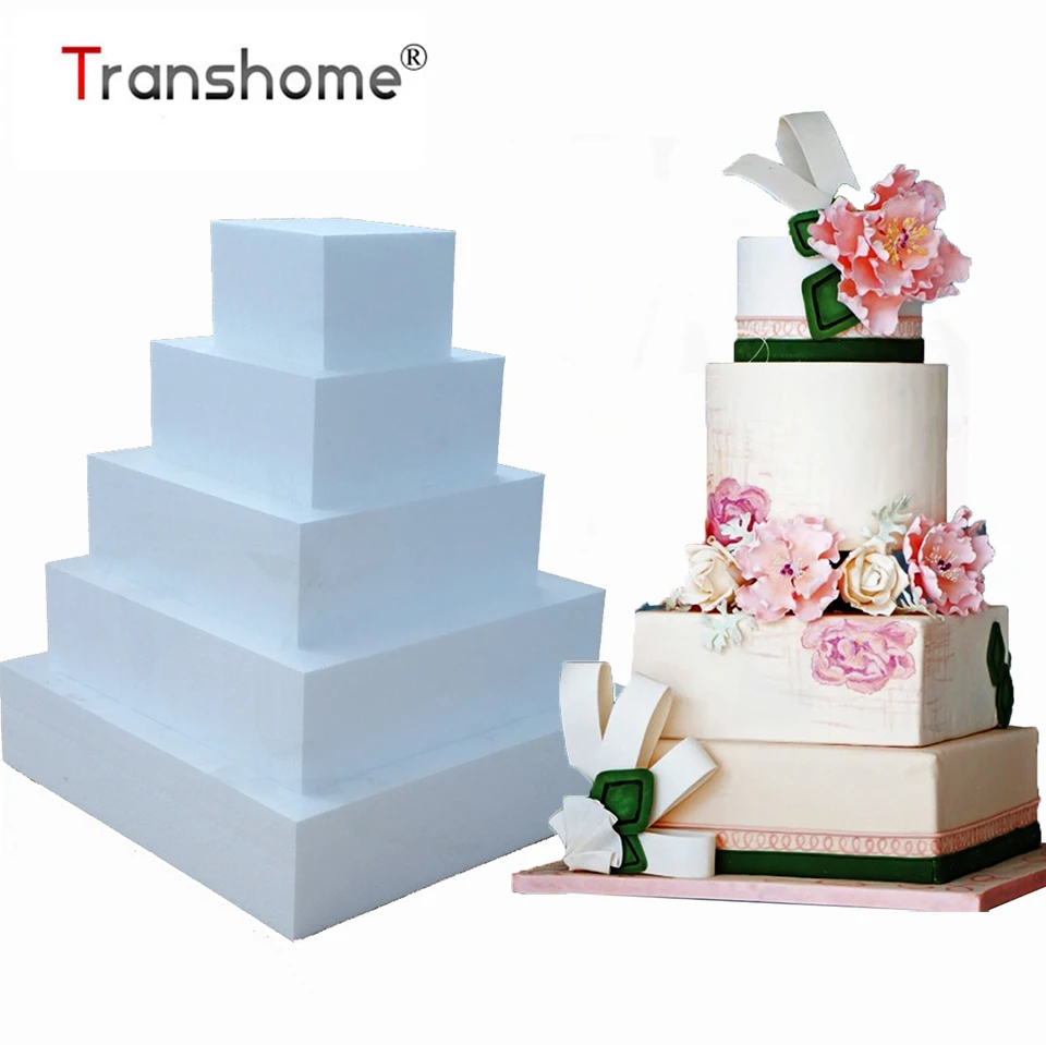 

Transhome Dummy Cake 4/6/8/10/12 Inch Cake Model Sugar Craft Party DIY Model Cake Square Foam Mould Cake Practice Model 2019