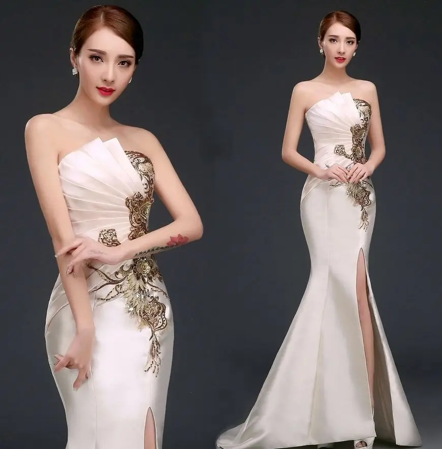 

2021 hot Fashion figure flattering Fish tail Split Mermaid Off the Shoulder(Bridesmaid Formal dress TB3867