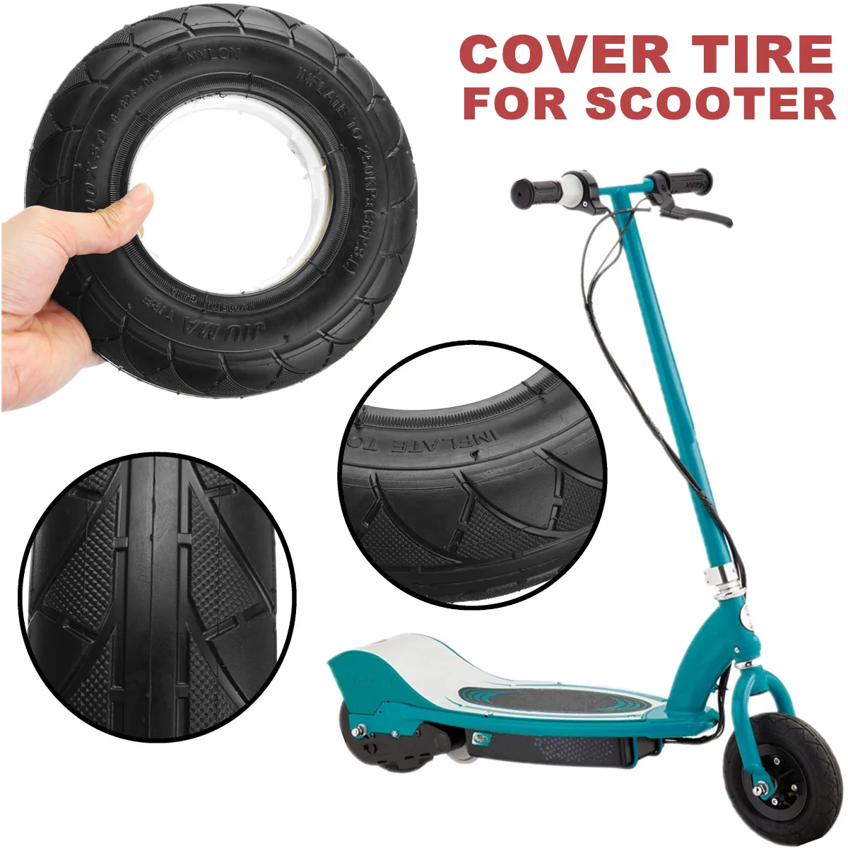 200 x 50 (8" x 2") Electric Scooter Outer Tire Cover Tyre for Razor