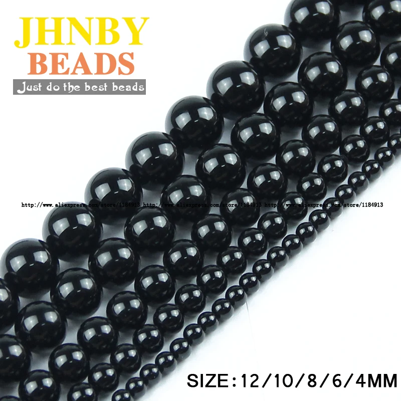 

JHNBY Natural Stone Black carnelian beads High quality Round Loose beads ball Onyx 4/6/8/10/12MM Jewelry bracelet Making DIY
