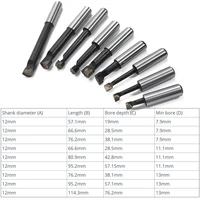 סגסוגת כרסום דיוק 9PCS 12mm גבוהה Shank Boring בר סגסוגת קשה קרביד היטה Boring למעלה מחרטה חור כרסום מכונת כלי אביזרים (4)