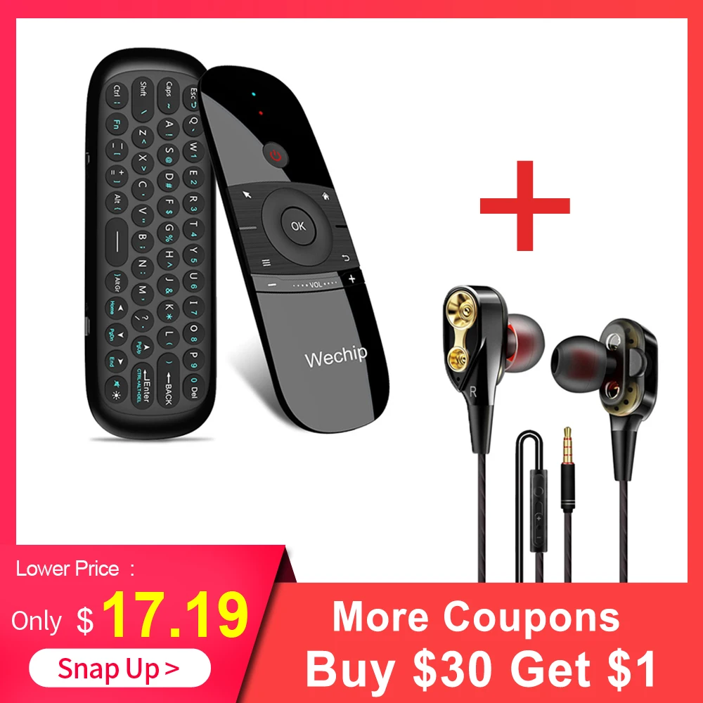 

Wechip W1 2.4G Air Mouse Wireless Keyboard IR Learning Remote Control 6-Axis Motion Sense w/ USB Receiver For Android TV BOX PC