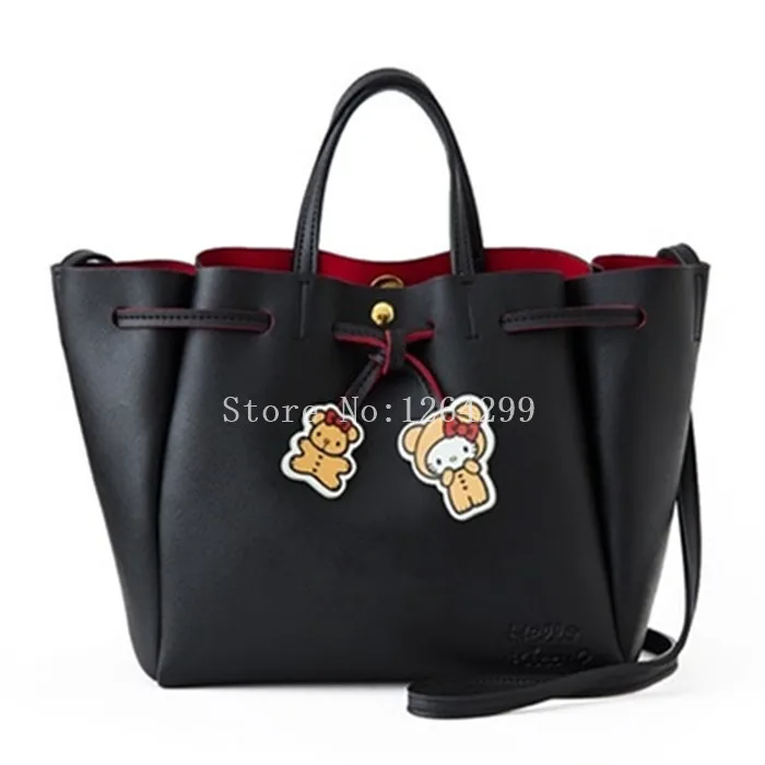 

New Fashion KT Girls Woman Black PU Messenger Bags Kids Handbags For Children