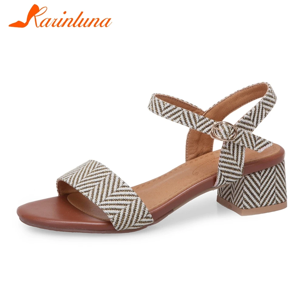 KARINLUNA/2019 г. Новые женские босоножки в сдержанном стиле большие размеры 30 43 2019