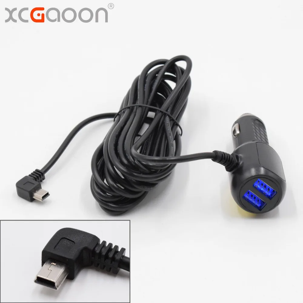 Изогнутое автомобильное зарядное устройство mini USB XCGaoon 3 5 м В а с 2 портами для
