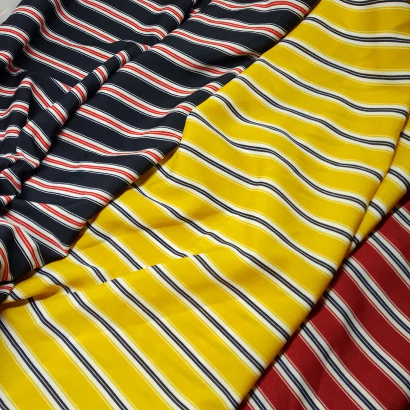 Chiffon Fabric Tricolor Stripe Printing Dress Trousers Slightly Stretchy | Дом и сад