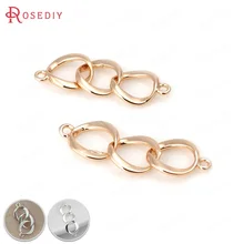 6 шт., 7x24 мм, 24 K, цвет шампанского, позолота, латунь, 2 отверстия, 3 кольца, соединяются, подвески, высокое качество, Diy, ювелирные аксессуары