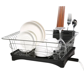 

Kitchen Rack Organizer Spoon Plate Storage Stainless Steel Single Layer Drain Dish Racks Frame Tableware Drain Shelf