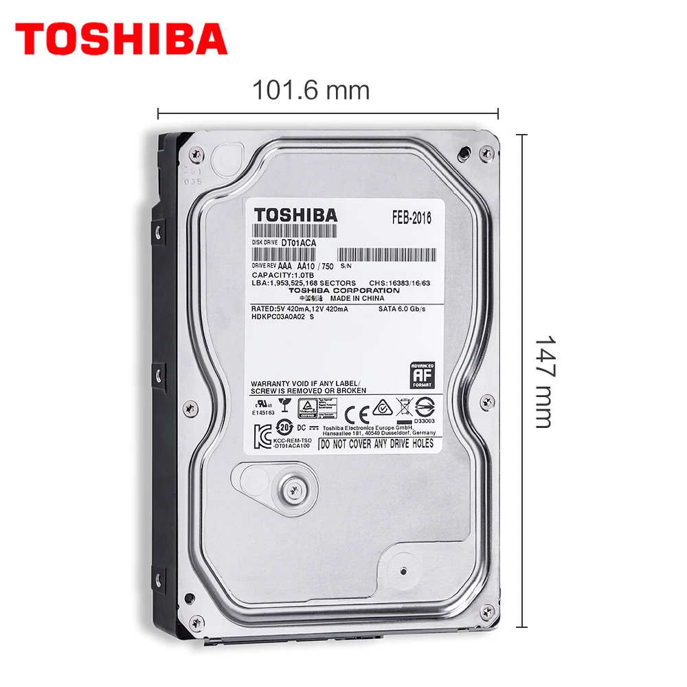 TOSHIBA 1 ТБ ЖЕСТКИЙ ДИСК ВНУТРЕННИЙ HD HDD 7200 об/мин 32 МБ кэш 3 5 &quotSATA3 для настольного ПК