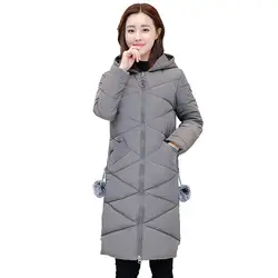 Предвещать 2018 зимняя куртка женская с капюшоном парка с мехом с хлопковой подкладкой Для женщин длинное пальто плюс Размеры Chaqueta Invierno Mujer 6