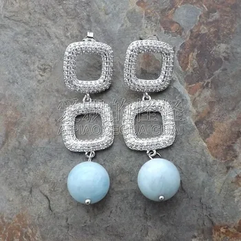 

E010318 12mm Round Natural Stone CZ Earrings