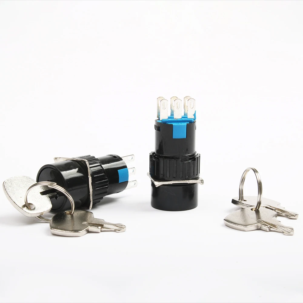 

16mm key lock emergency stop self-locking switch button 2/3 Positions 3/6pins 1NO1NC/2NO2NC switch button