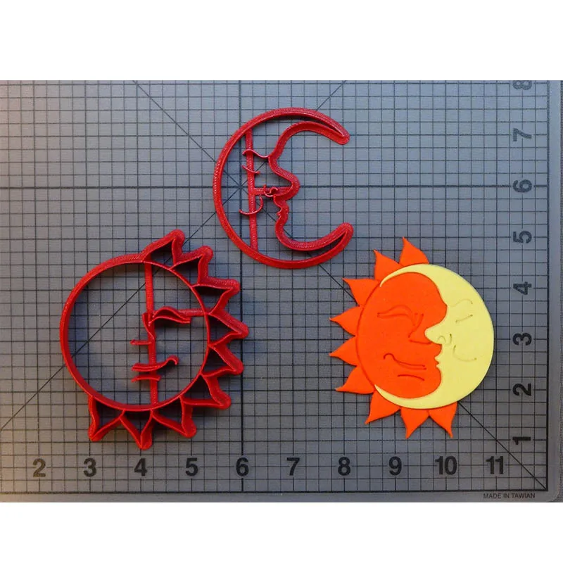 

Cute Sun and Moon Cookie Cutter Set Fondant Cupcake Top Mould Made 3D Printed Cake Decoration Tools Biscuit Cookie Cutters